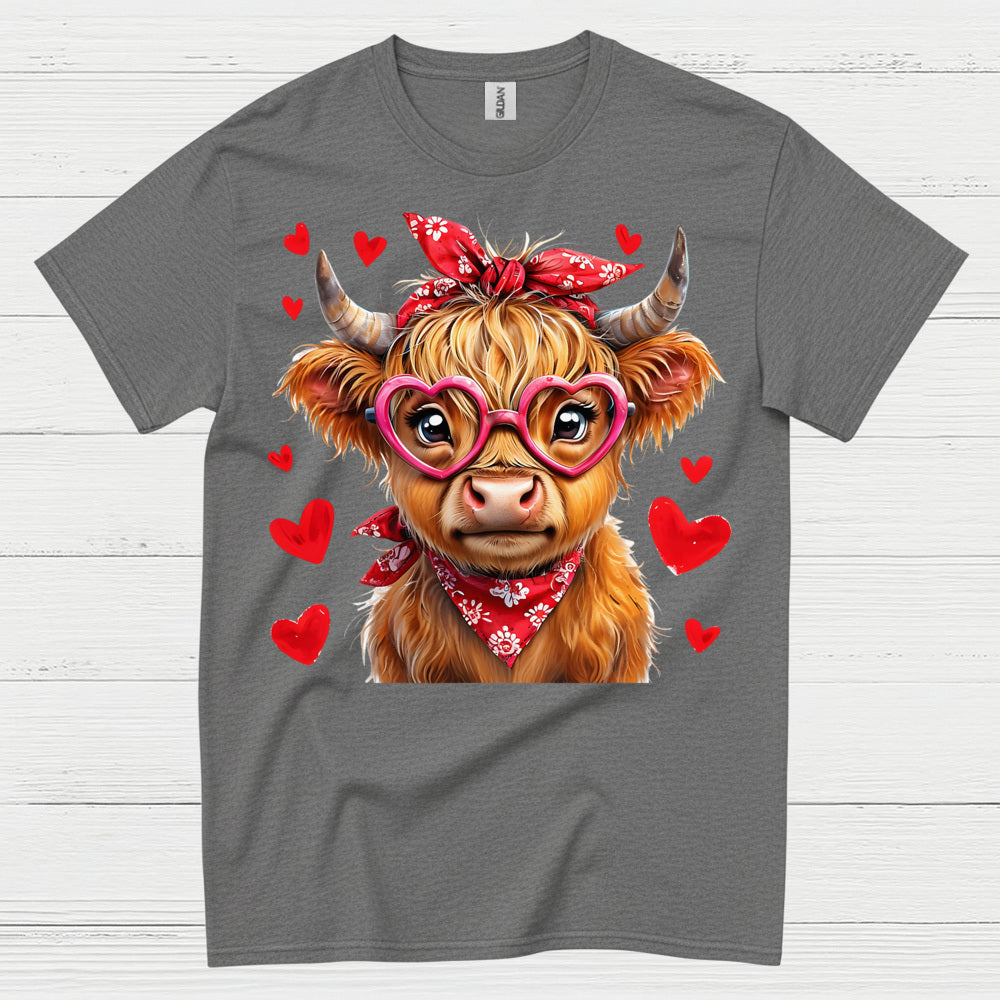 Cute Valentine Cow Heart Glasses T Shirt