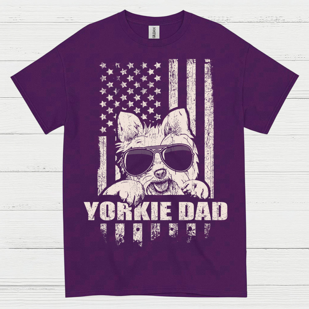 Yorkie Dad Patriotic Dog Lover T Shirt