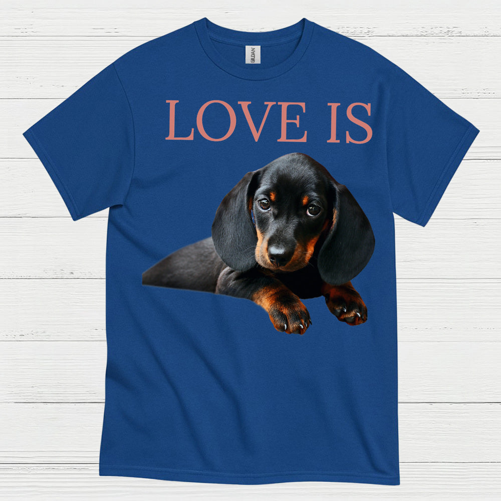 Love Is Black And Tan Dachshund Puppy T Shirt