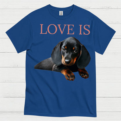 Love Is Black And Tan Dachshund Puppy T Shirt