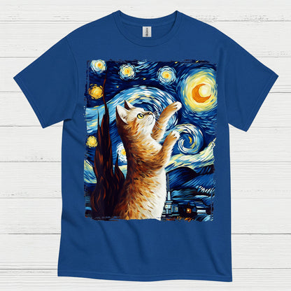 Hopeful Cat Starry Night Art T Shirt