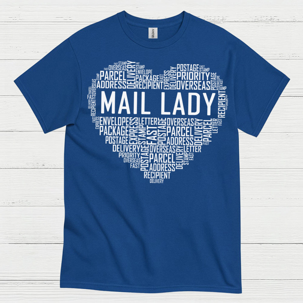 Mail Lady Heart Word Art T Shirt