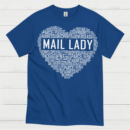 Mail Lady Heart Word Art T Shirt