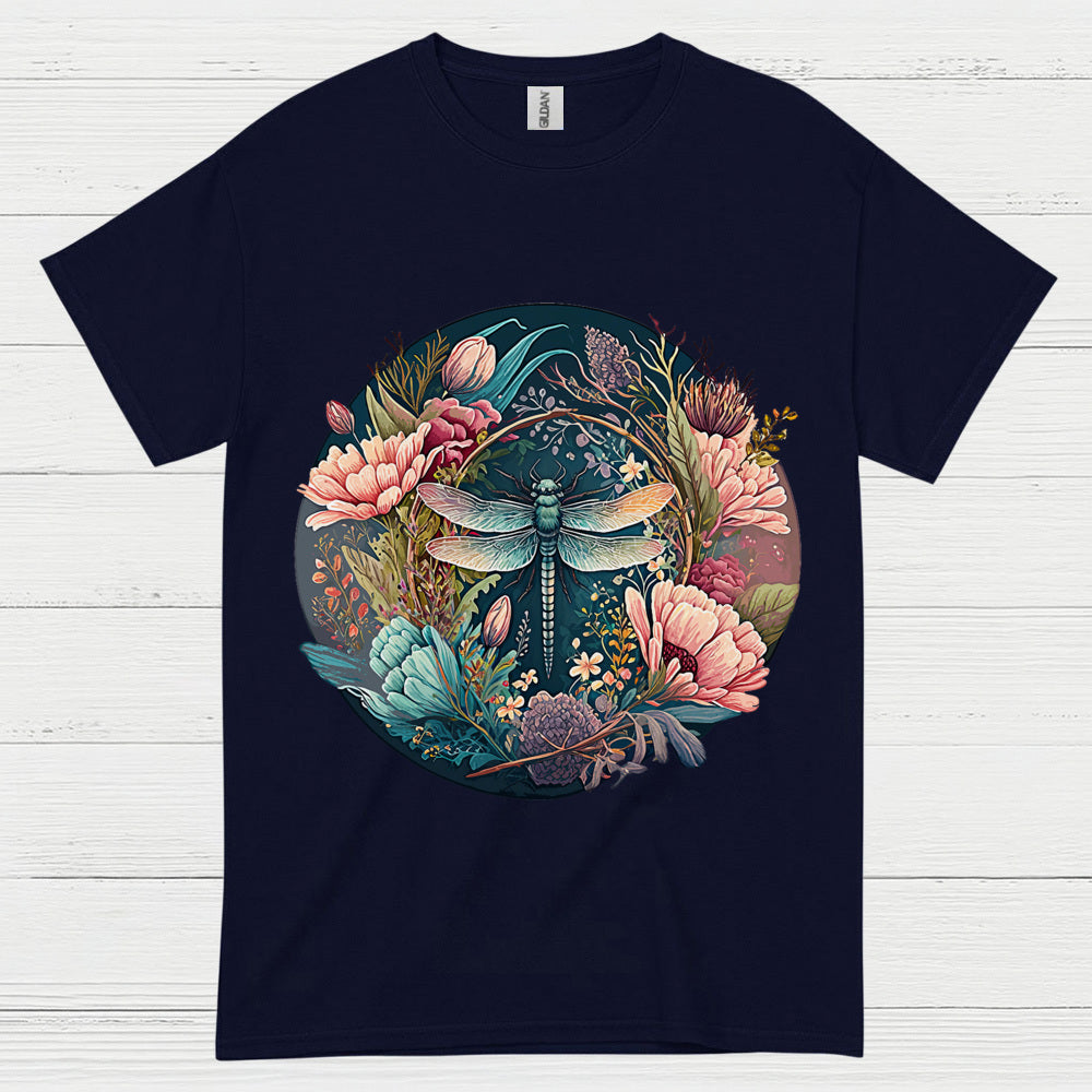Dragonfly Floral Harmony T Shirt