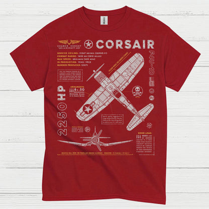 F4U Corsair Blueprint Aviation T Shirt
