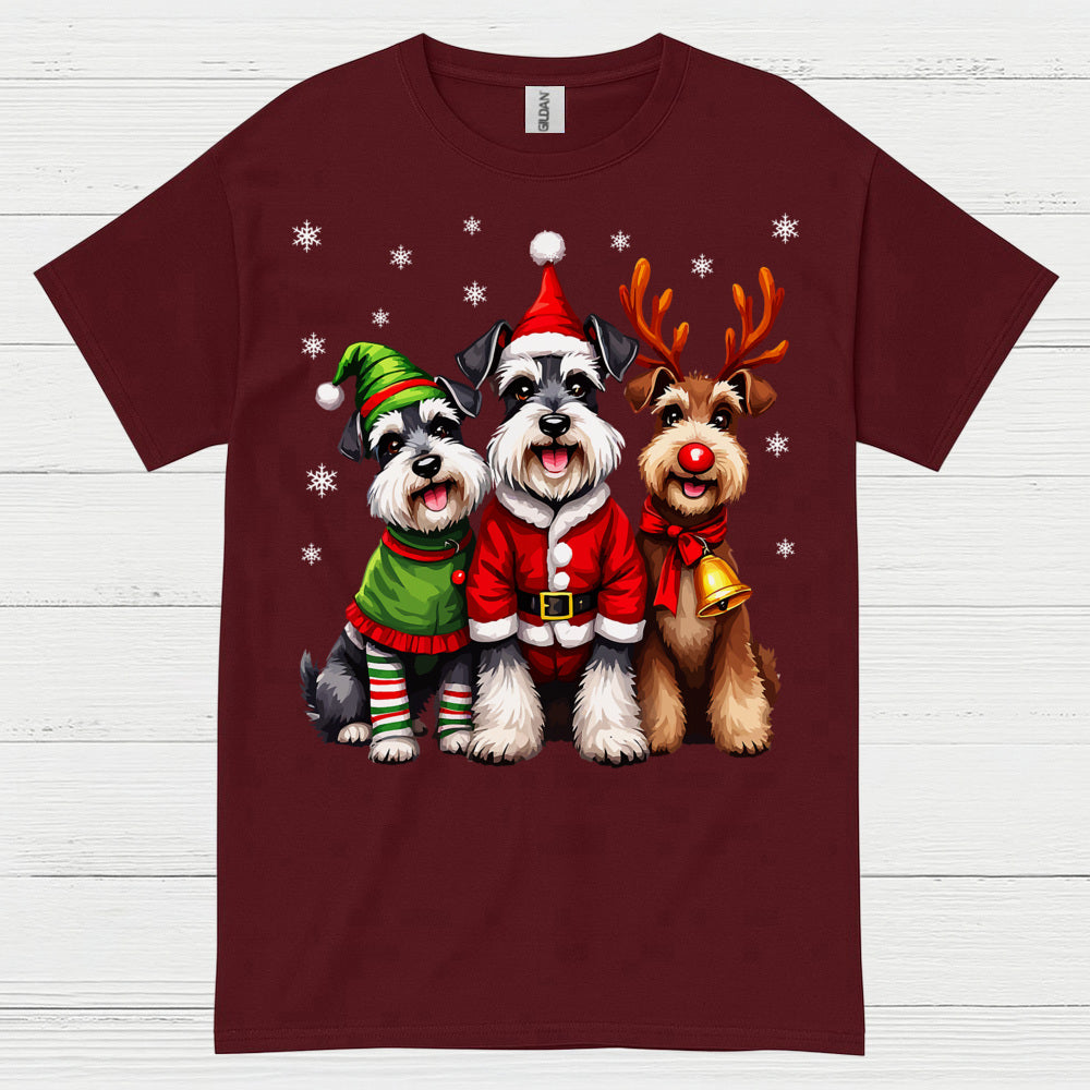 Cute Christmas Schnauzer Dog Family T Shirt
