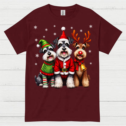 Cute Christmas Schnauzer Dog Family T Shirt