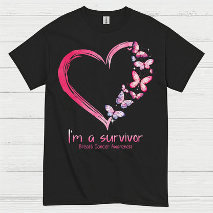 Breast Cancer Survivor Butterfly Heart T Shirt