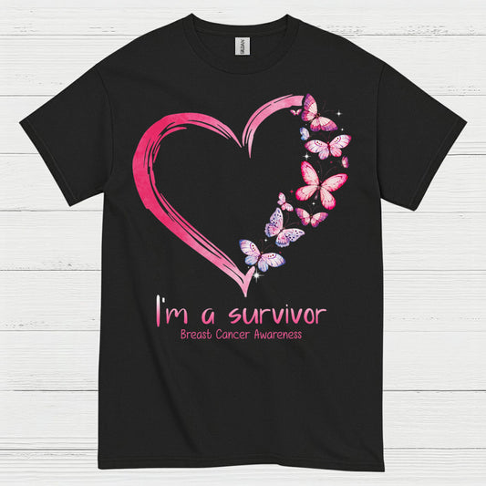 Breast Cancer Survivor Butterfly Heart T Shirt