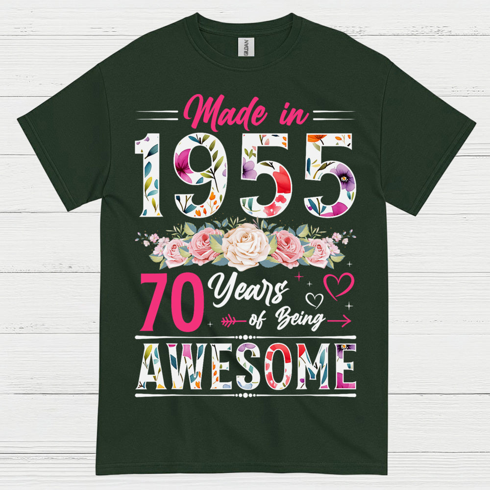 Made in 1955 70 Years Awesome T Shirt