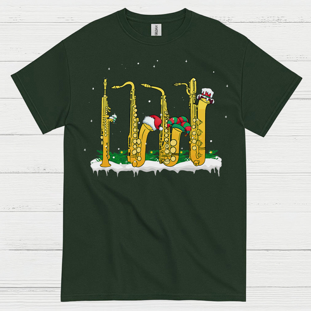 Christmas Saxophone Band Holiday T Shirt