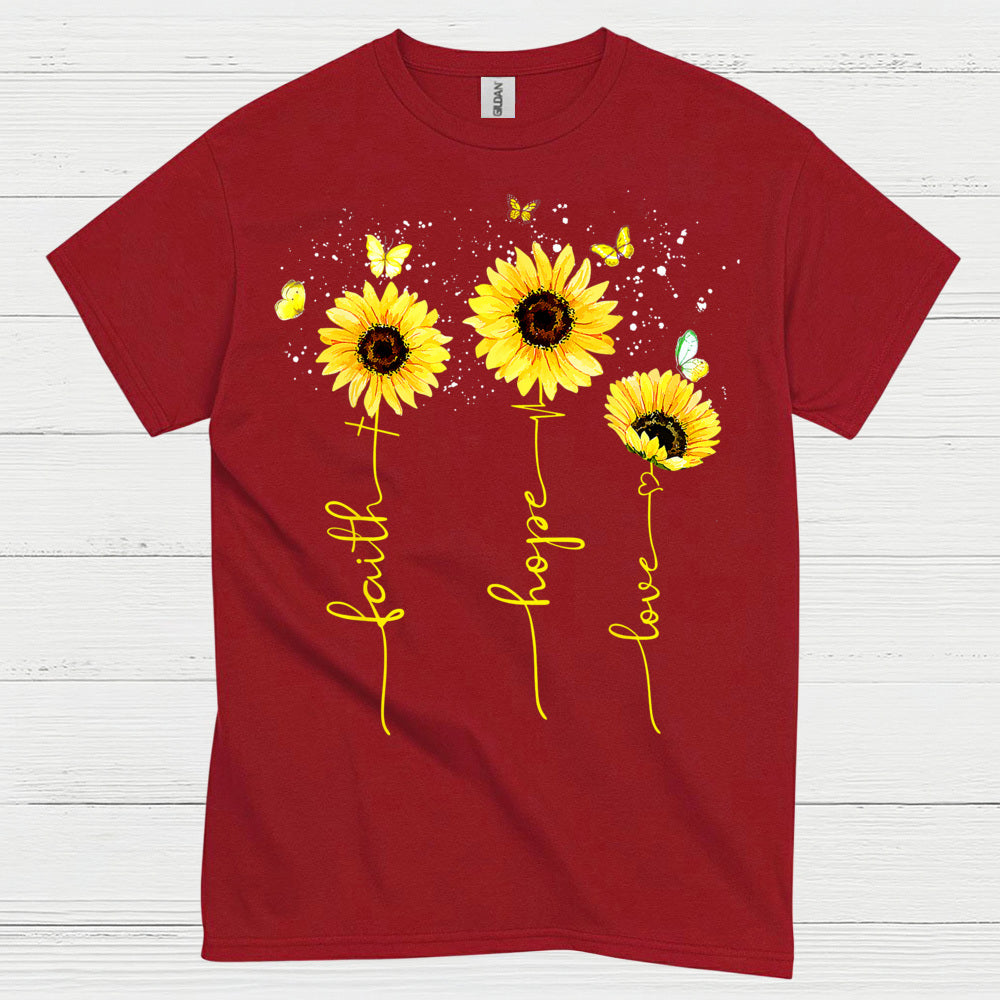 Faith Hope Love Sunflower Christian T Shirt