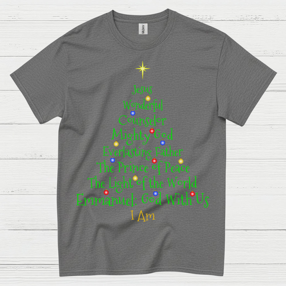 Jesus Names Christmas Tree Christian T Shirt