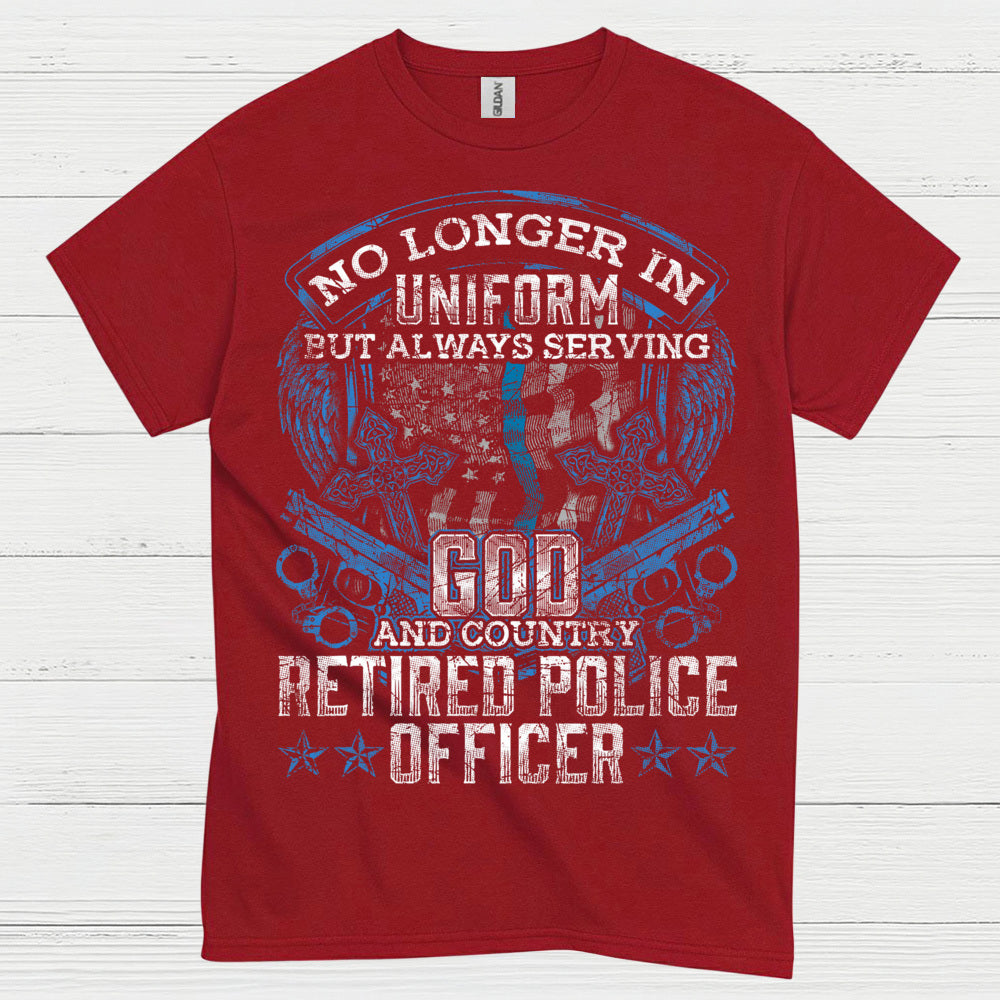 Retired Police Officer God And Country T Shirt