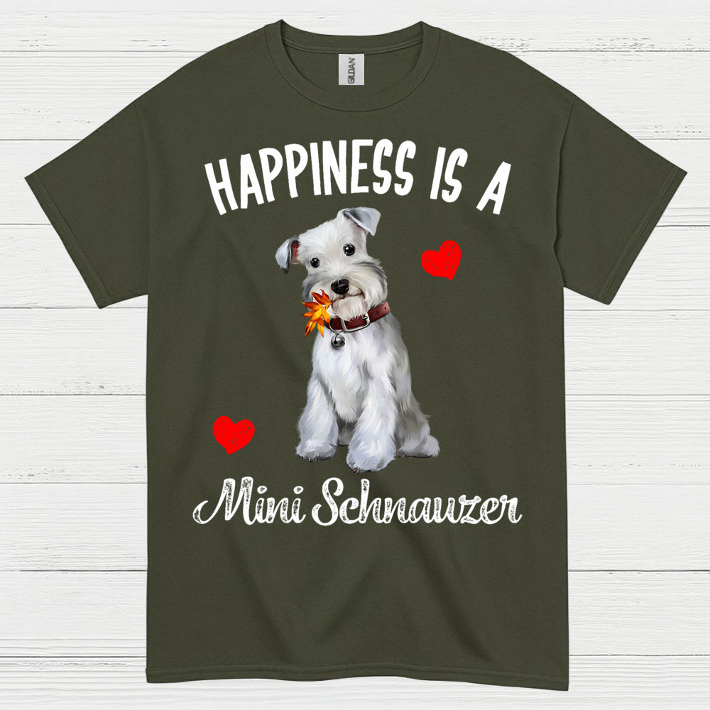Happiness Is Mini Schnauzer Cute Dog T Shirt