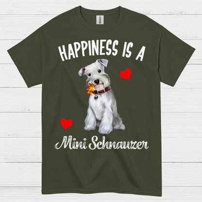 Happiness Is Mini Schnauzer Cute Dog T Shirt