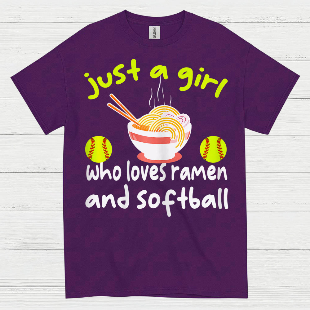 Just A Girl Who Loves Ramen And Softball T Shirt
