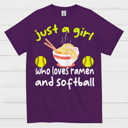 Just A Girl Who Loves Ramen And Softball T Shirt