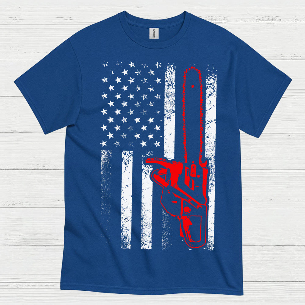 American Chainsaw Flag T Shirt