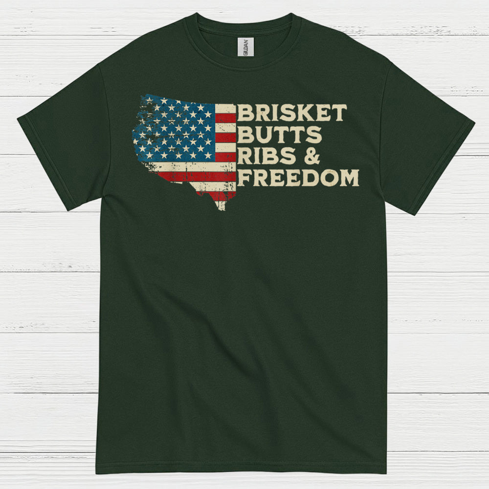 Brisket Butts Ribs And Freedom BBQ T Shirt