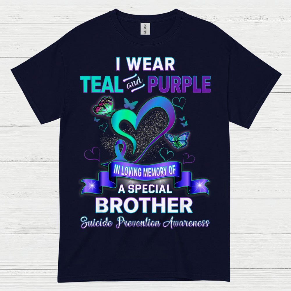 I Wear Teal Purple Brother Memory T Shirt