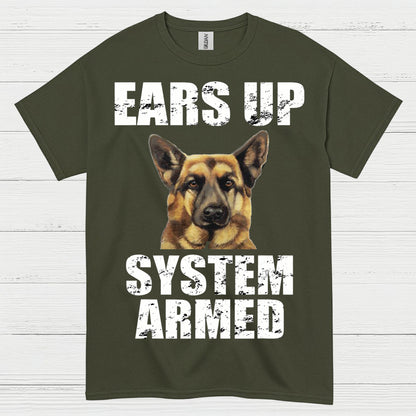 Ears Up System Armed German Shepherd T Shirt