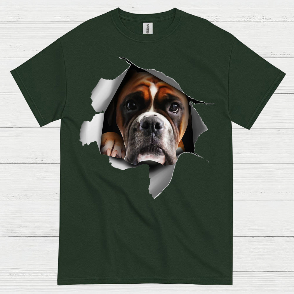 Peeking Boxer Dog T Shirt