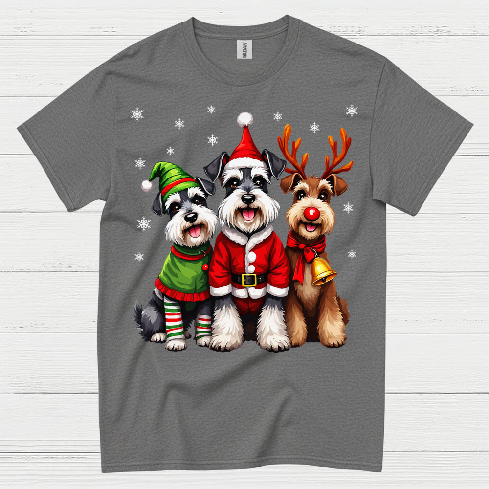 Cute Christmas Schnauzer Dog Family T Shirt