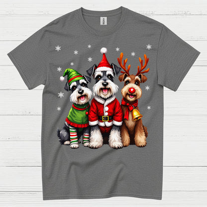 Cute Christmas Schnauzer Dog Family T Shirt