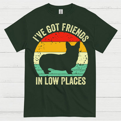 Low Places Friends Corgi Retro T Shirt