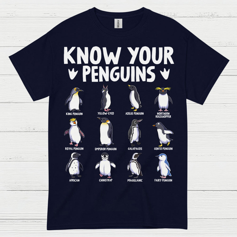 Know Your Penguins Educational Graphic T Shirt