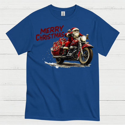 Merry Christmas Motorcycle Santa T Shirt