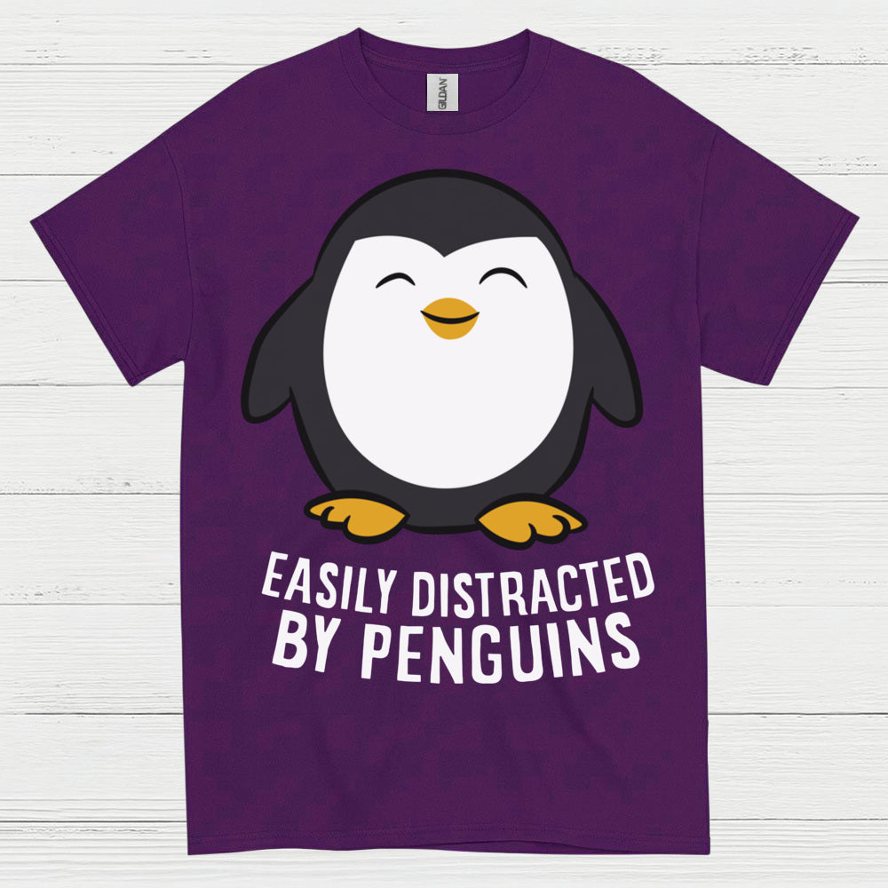 Easily Distracted By Penguins Funny T Shirt
