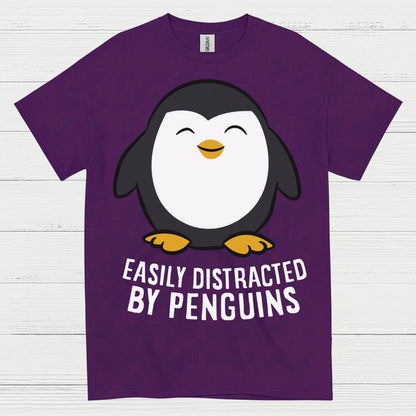 Easily Distracted By Penguins Funny T Shirt