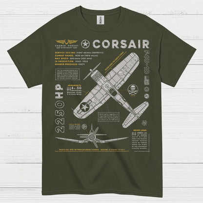 F4U Corsair Blueprint Aviation T Shirt