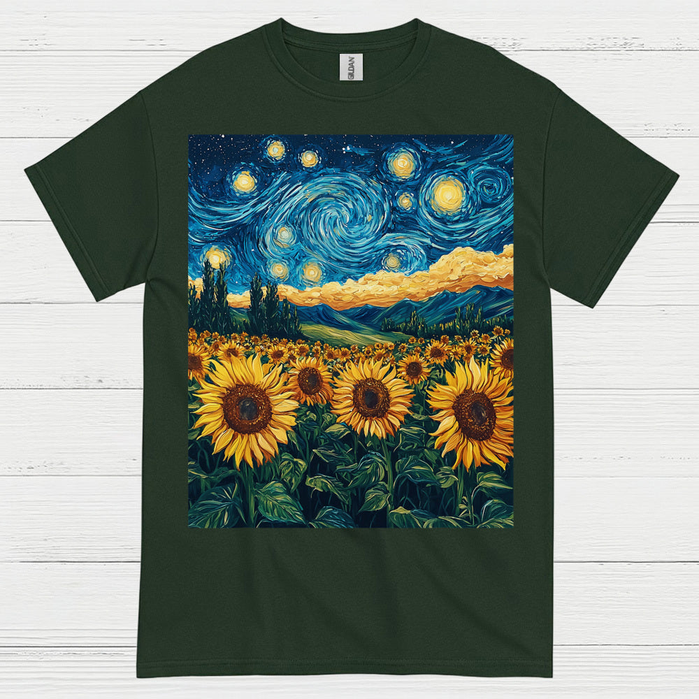 Sunflower Starry Night Art T Shirt