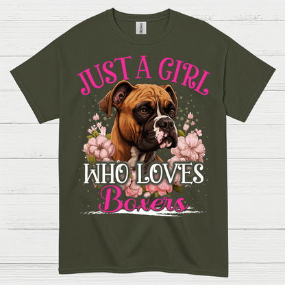 Just A Girl Who Loves Boxers T Shirt