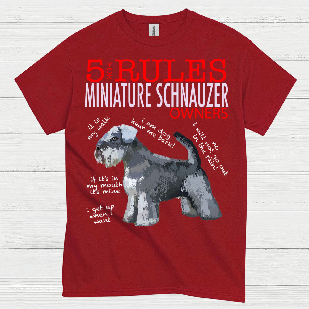 5 Rules for Miniature Schnauzer Owners Funny T Shirt