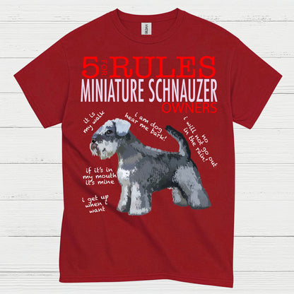 5 Rules for Miniature Schnauzer Owners Funny T Shirt