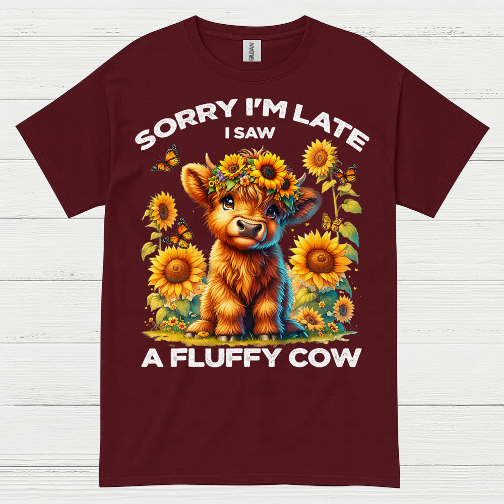 Sorry I'm Late Fluffy Cow T Shirt