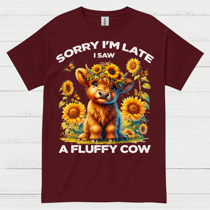 Sorry I'm Late Fluffy Cow T Shirt