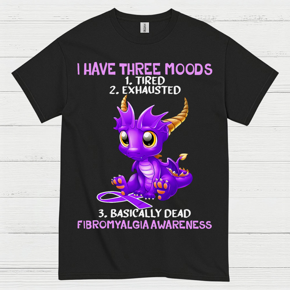 I Have Three Moods Fibromyalgia Awareness Dragon T Shirt