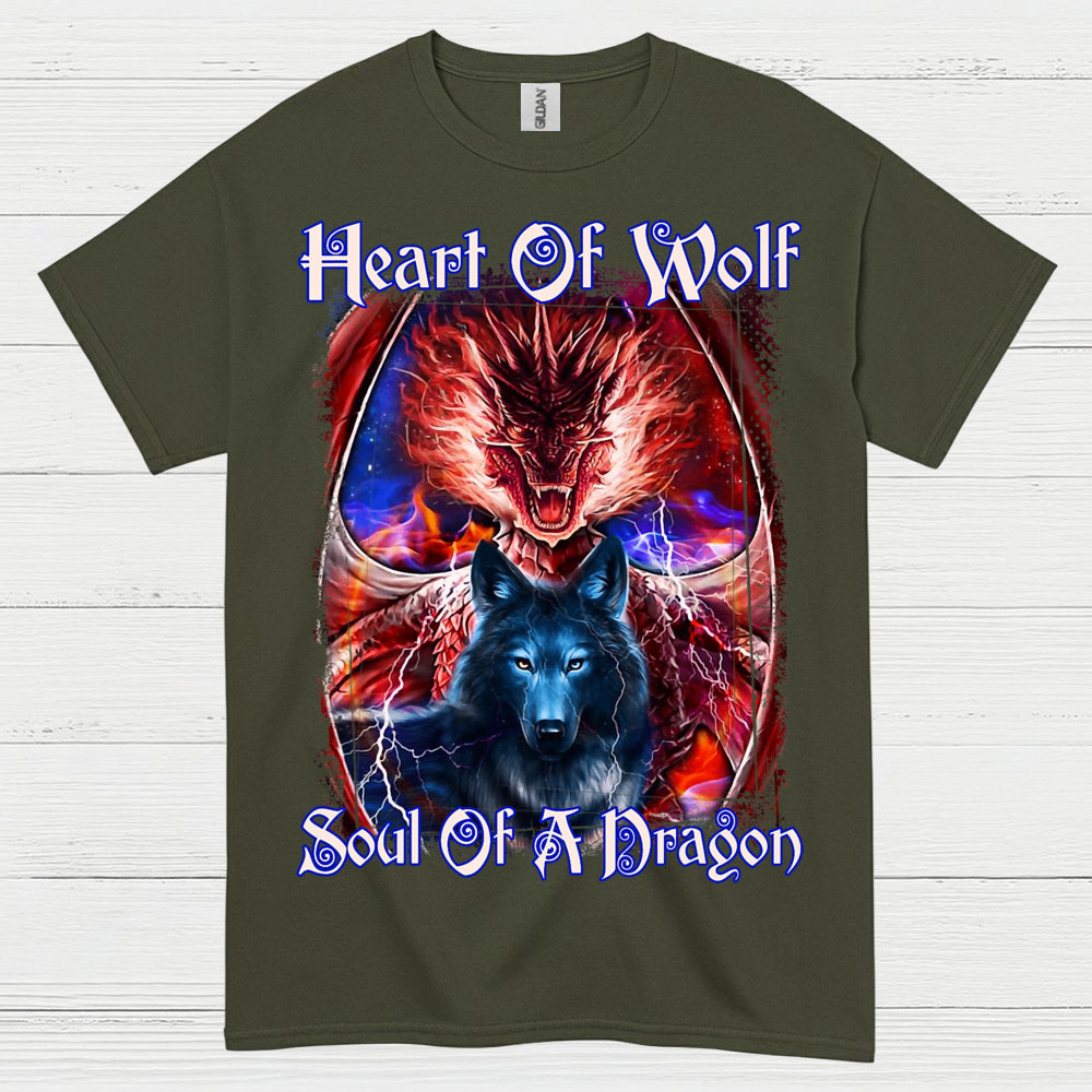 Heart Of Wolf Soul Of A Dragon T Shirt