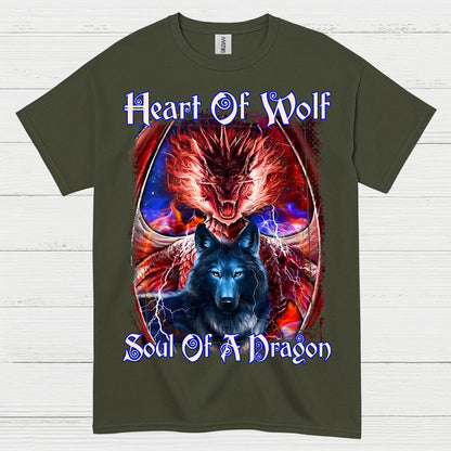 Heart Of Wolf Soul Of A Dragon T Shirt