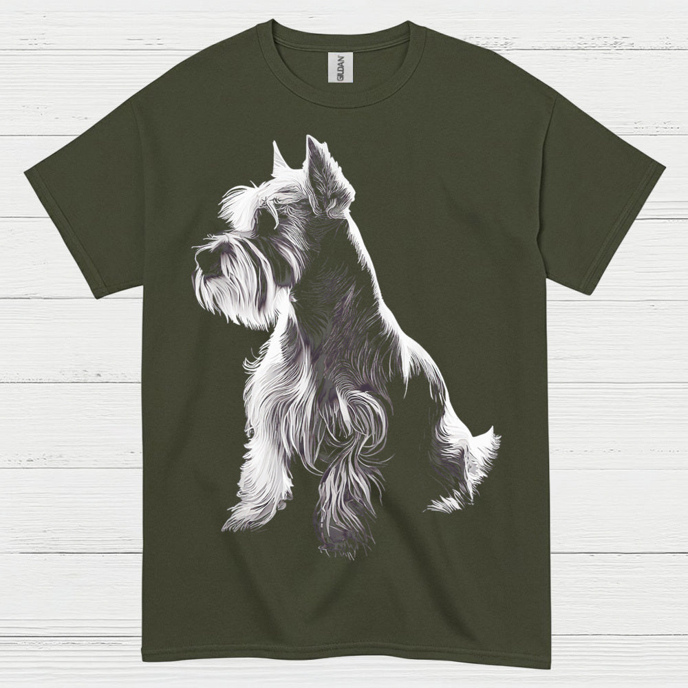 Miniature Schnauzer Silhouette Art T Shirt Elegant Dog Lover Shirt