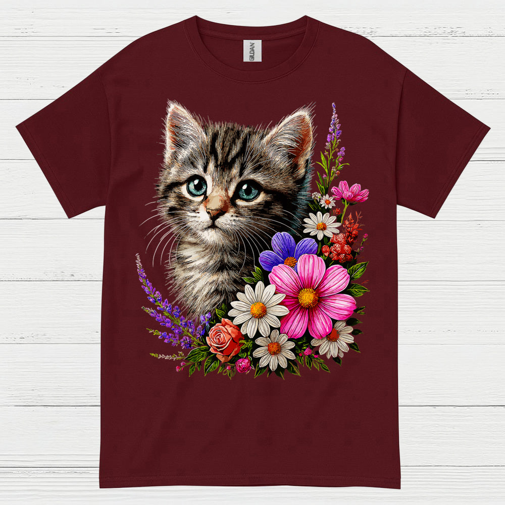 Cute Floral Cat Lover T Shirt
