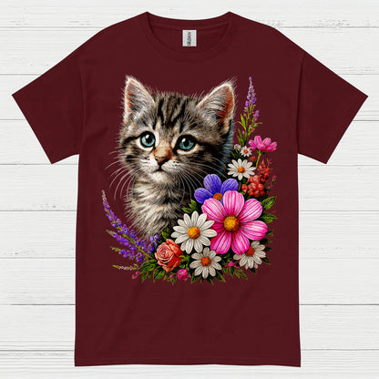 Cute Floral Cat Lover T Shirt