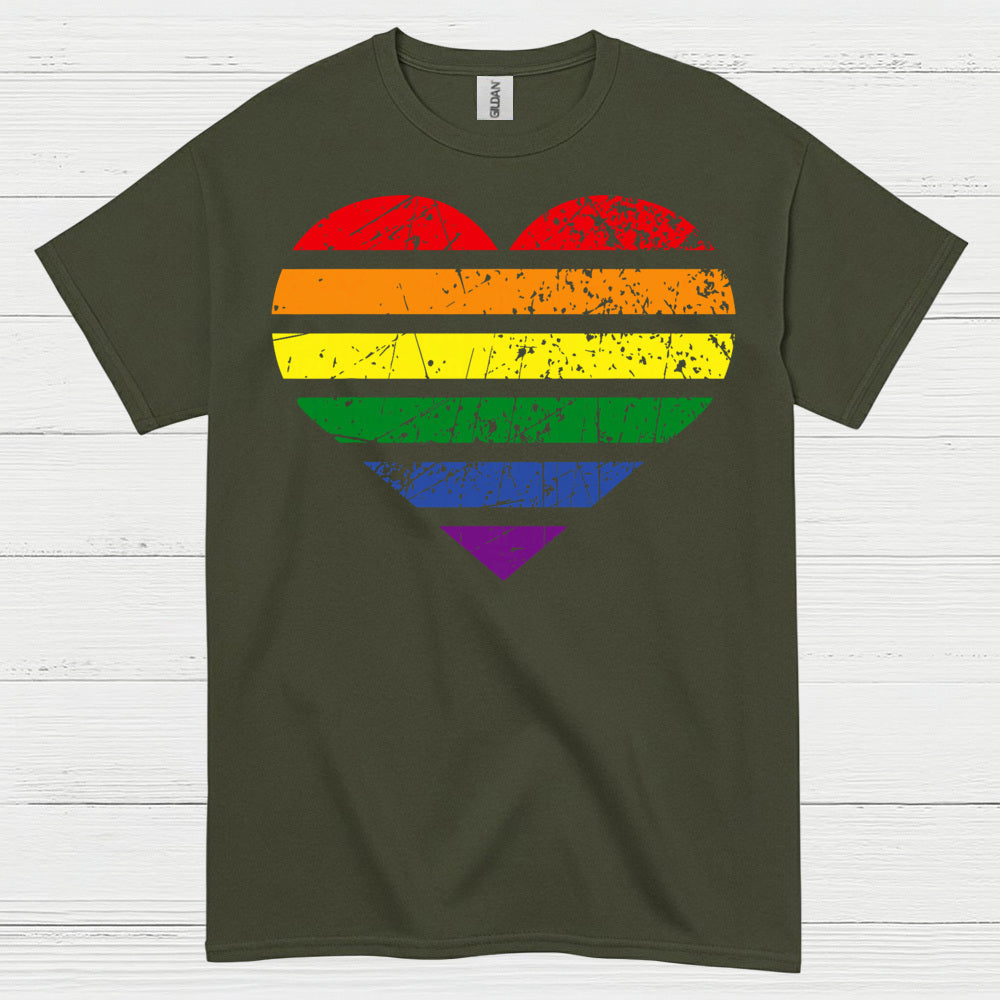 Vintage Rainbow Heart Pride T Shirt