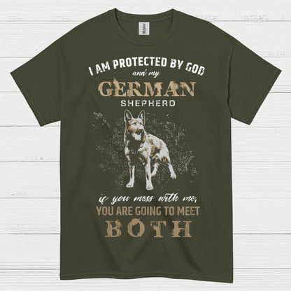 Protected By God And German Shepherd T Shirt