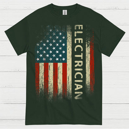 Electrician American Flag T Shirt